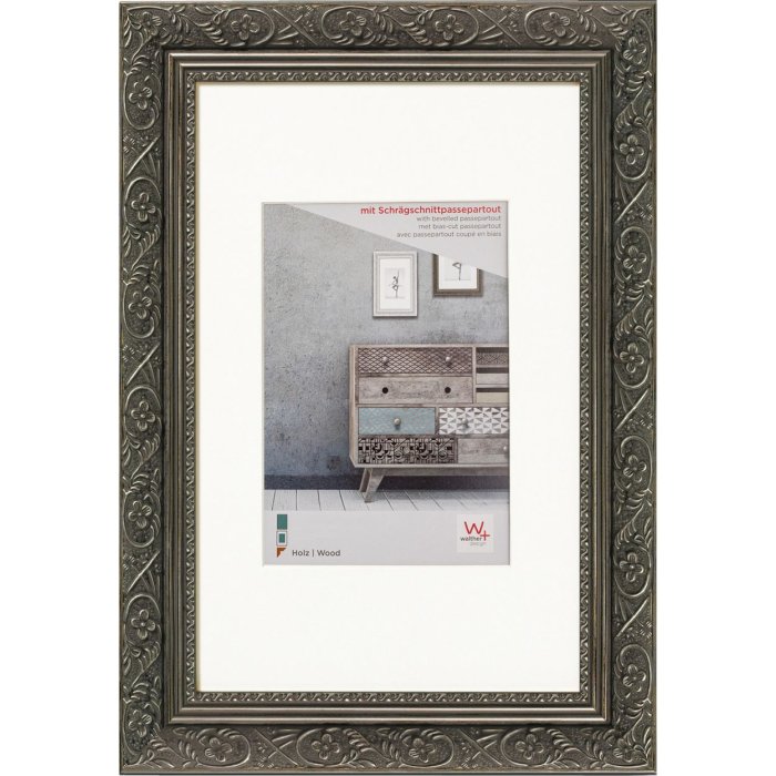 Walther Marco de madera BAROCK antracita 30x40 cm con passepartout 20x27 cm