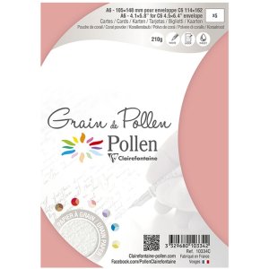 Lote de 5 Tarjetas Grain de Pollen 105x148 mm Polvo de Coral