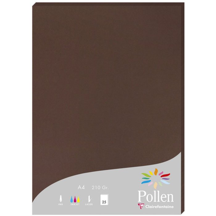 25 hojas de papel Polen, DIN A4, 210 g marrón chocolate