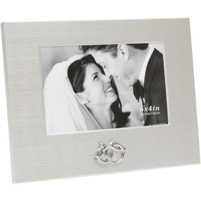 Marco de fotos de metal Manasa 10x15 cm con alianzas de boda
