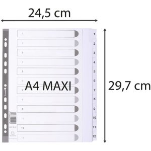 Índice DIN A4 con 12 pestañas