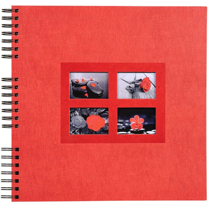 Exacompta Álbum de espiral Rojo pasión 32x32 cm 60 páginas negras