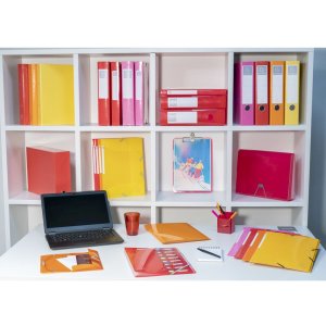 Carpeta de anillas con elástico 4 anillas 15mm Iderama - A4 púrpura rosa