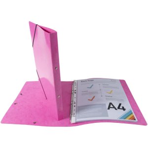 Carpeta de anillas con elástico 4 anillas 15mm Iderama - A4 púrpura rosa
