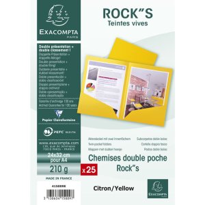 Paquete de 25 carpetas con 2 compartimentos interiores Cartón de Manila 220 g - A4 Sol
