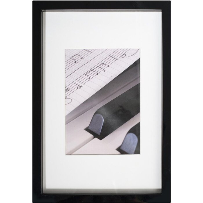 30x40 cm Marco de madera PIANO negro con paspartú