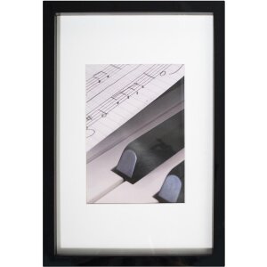 30x40 cm Marco de madera PIANO negro con paspartú