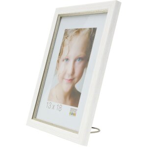Marco de plástico S46A blanco con plata 10x15 cm