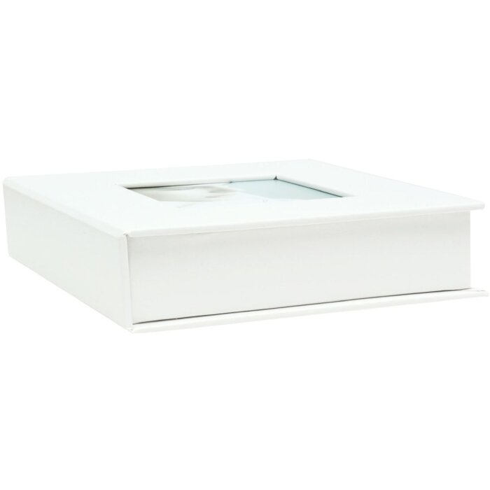 Caja de almacenamiento para USB y fotos blanca
