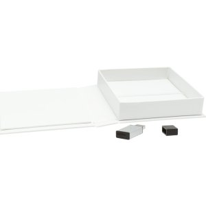 Caja de almacenamiento para USB y fotos blanca