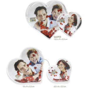 Doble foto corazón en acrílico con...