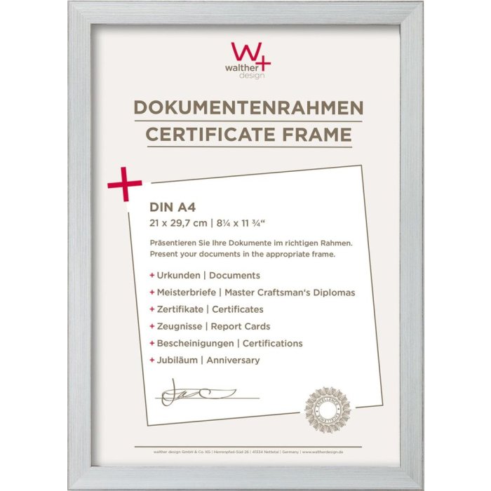 Walther Marco Construcción 21x30 cm plata Certificado Marco