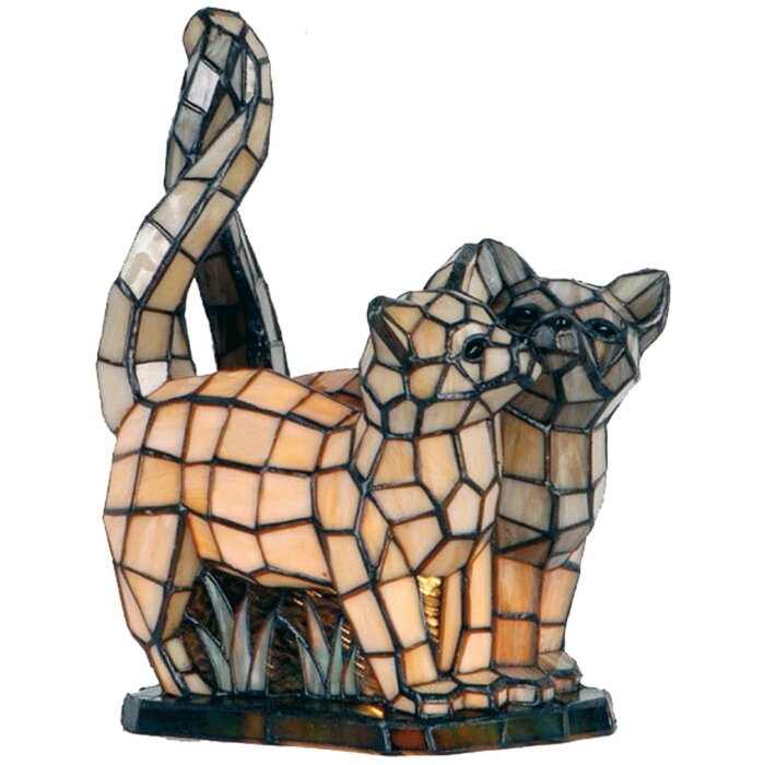 Lámpara de mesa Tiffany Gato 27x18x35 cm marrón