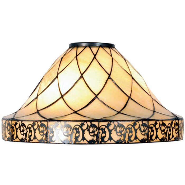 LumiLamp 5LL-5281 Pantalla Tiffany Ø 45x28 cm Triángulo de cristal marrón beige