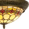 LumiLamp 5LL-5355 Lámpara de techo Tiffany Ø 38x19 cm Beige Rojo Cristal Rosa Triángulo
