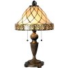 LumiLamp 5LL-5408 Lámpara de mesa Tiffany Ø 36x62 cm Triángulo de cristal marrón beige