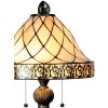 LumiLamp 5LL-5408 Lámpara de mesa Tiffany Ø 36x62 cm Triángulo de cristal marrón beige
