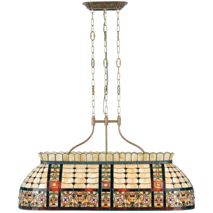 LumiLamp 5LL-5440 Lámpara Colgante Tiffany 115x34x141 cm Beige Verde Metal Cristal Flores
