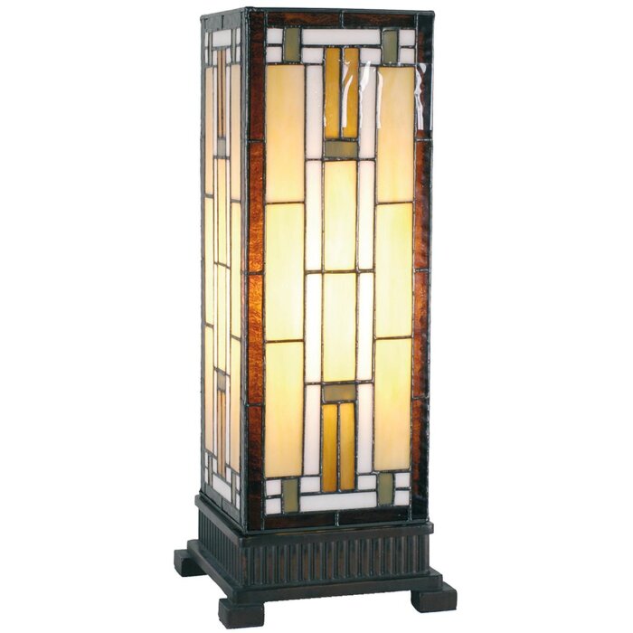 5LL-5445 Lámpara de mesa Tiffany 18x45 cm Vidrio marrón Lámpara de escritorio cuadrada