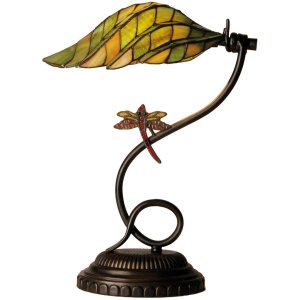 Lámpara de escritorio Tiffany LIBELLE verde