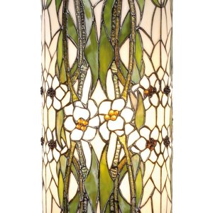 LumiLamp 5LL-5539 Columna Tiffany Ø 31x78 cm Vidrio Verde Blanco Flores Redonda