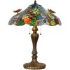 LumiLamp 5LL-5582 Lámpara de mesa Tiffany Ø 52x65 cm Mariposas de cristal azul verde