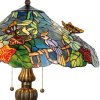 LumiLamp 5LL-5582 Lámpara de mesa Tiffany Ø 52x65 cm Mariposas de cristal azul verde