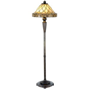 LumiLamp 5LL-5613 Lámpara de pie Tiffany Ø 46x168 cm Lámpara de pie triangular de cristal beige