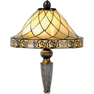 LumiLamp 5LL-5613 Lámpara de pie Tiffany Ø 46x168 cm Lámpara de pie triangular de cristal beige