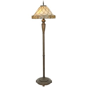 LumiLamp 5LL-5613 Lámpara de pie Tiffany Ø 46x168 cm Lámpara de pie triangular de cristal beige