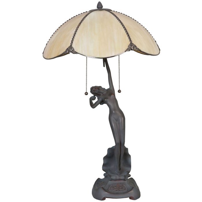 LumiLamp 5LL-5719 Lámpara de mesa Tiffany Ø 41x70 cm Lámpara de escritorio de cristal beige