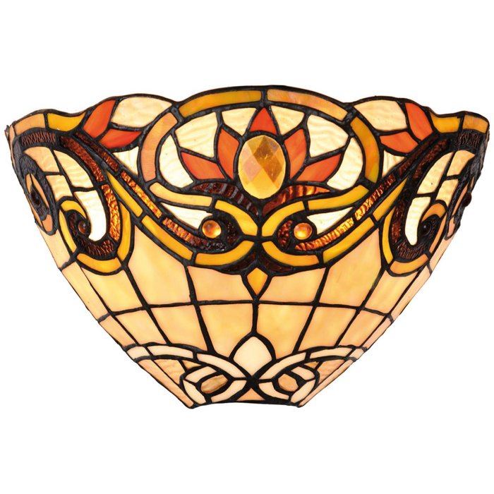 LumiLamp 5LL-5778 Tiffany Lámpara de Pared 30x15x20 cm Triángulo de Vidrio de Metal Marrón Amarillo