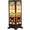LumiLamp 5LL-5780 Lámpara de mesa Tiffany 18x18x45 cm Cuadrada de cristal marrón beige