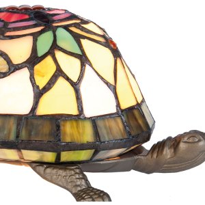 LumiLamp 5LL-5787 Lámpara de mesa Tiffany 15x22x13 cm Marrón Rojo Vidrio Tortuga