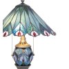 LumiLamp 5LL-5829 Lámpara de mesa Tiffany Ø 40x65 cm Azul Vidrio Rojo