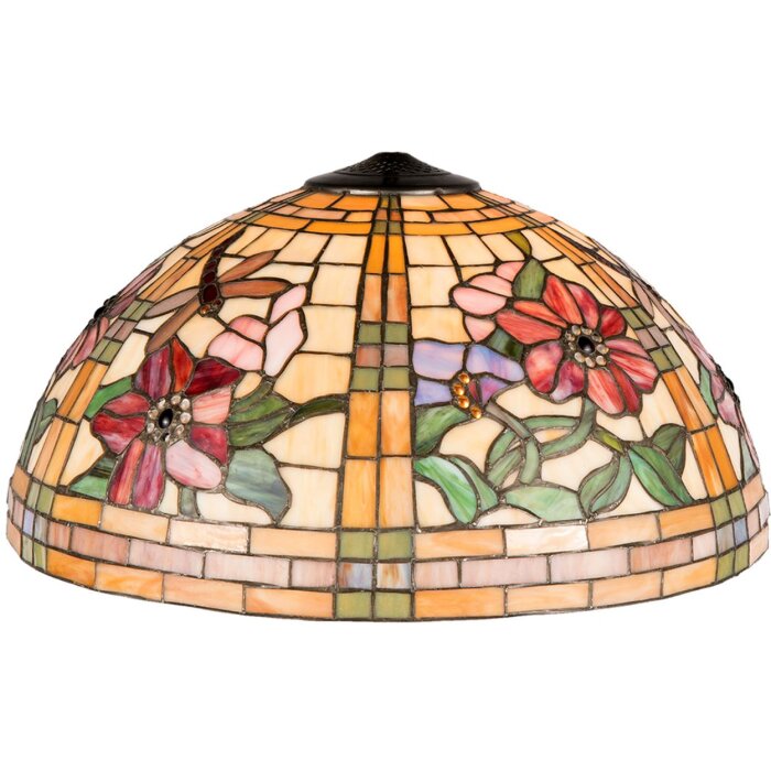 LumiLamp 5LL-9934 Pantalla Tiffany Ø 50x30 cm Vidrio Amarillo Naranja Flores