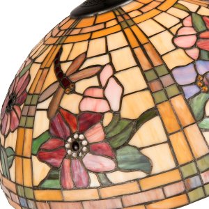 LumiLamp 5LL-9934 Pantalla Tiffany Ø 50x30 cm Vidrio Amarillo Naranja Flores
