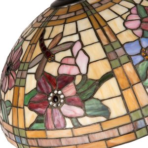 LumiLamp 5LL-9934 Pantalla Tiffany Ø 50x30 cm Vidrio Amarillo Naranja Flores