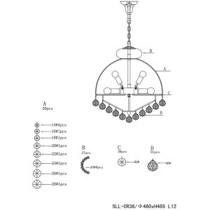 Lámpara Ø 48 cm hierro-vidrio - 5LL-CR36...
