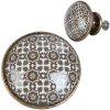 Clayre & Eef 63423 Pomo Puerta Ø 2 cm Marrón Blanco Cerámica Flores Redondo