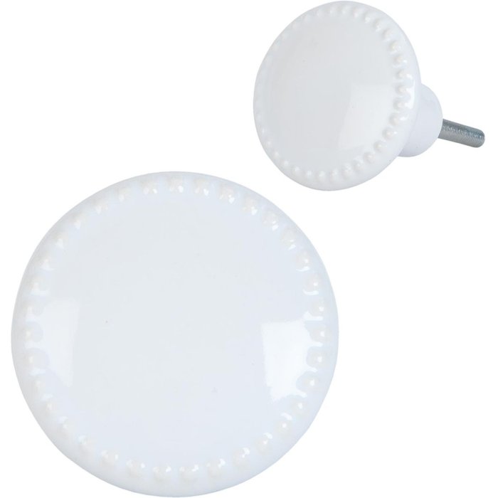 Clayre & Eef 63439 Pomo Ø 4 cm Cerámica Blanca Redondo