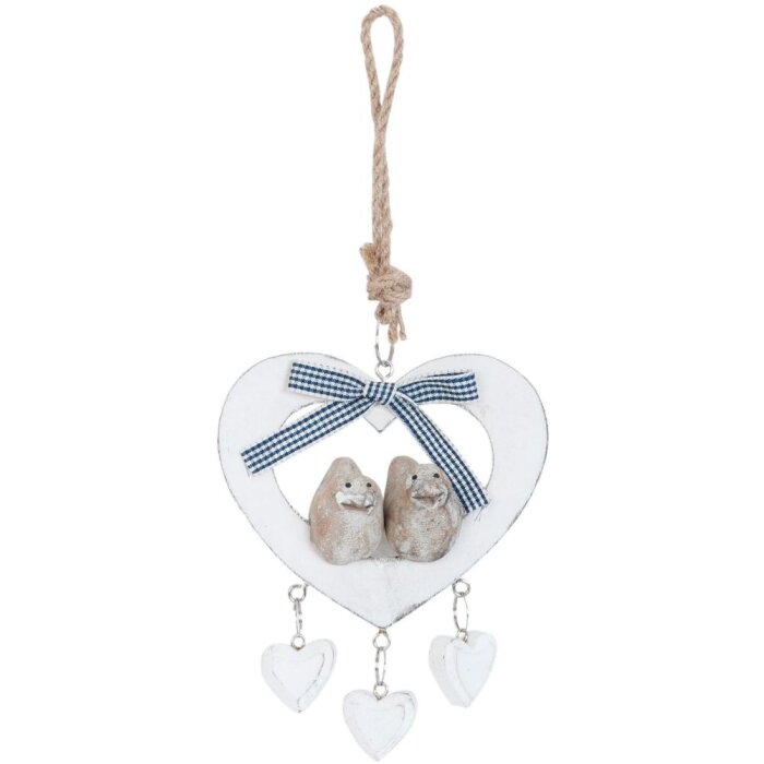 Colgante decorativo Corazón - 6H0981 Clayre Eef blanco