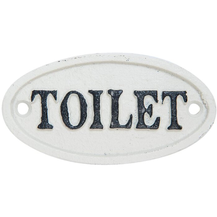 TOILET - Letrero 10x5 cm blanco