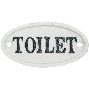 TOILET - Letrero 10x5 cm blanco
