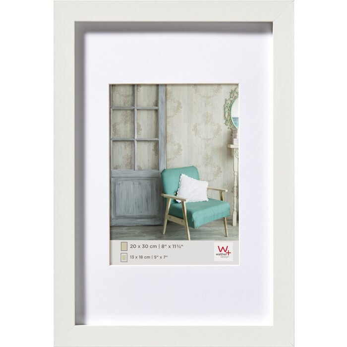 Marco de madera Walther Estocolmo blanco 30x40 cm con Passepartout 20x30 cm