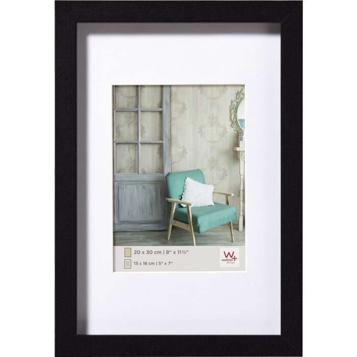Marco de madera Walther Estocolmo negro 30x45 cm con Passepartout 20x30 cm