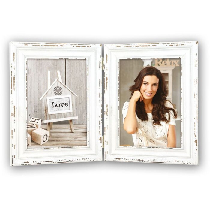 ZEP Marco de madera doble Saint Michel 10x15 cm blanco