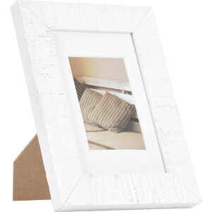 Marco de madera Henzo Driftwood 10x15 cm blanco con paspartú