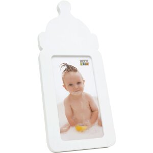 Marco infantil biberón madera blanco 8.0 x15.0 cm
