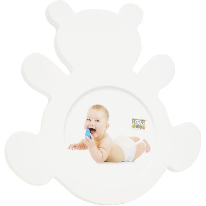 Marco infantil oso madera blanco 10 cm